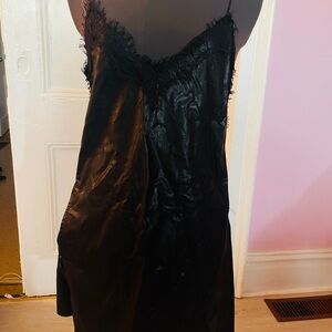 Black Leather and Lace Dress